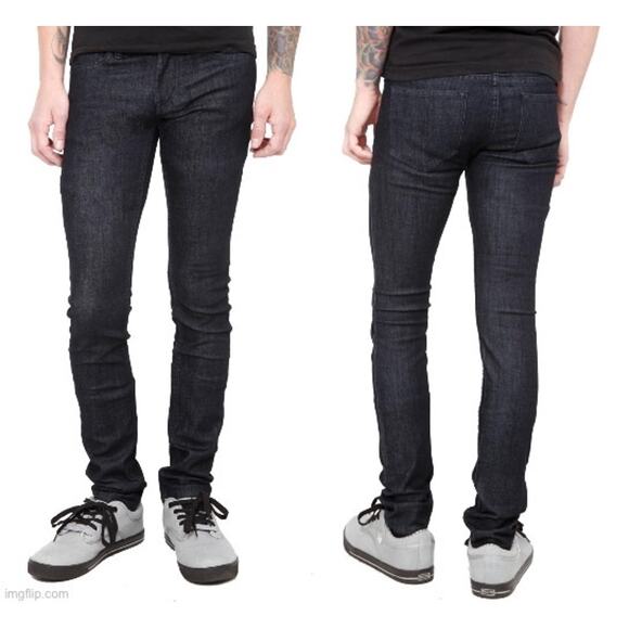 RUDE Hot Topic NWOT Men's 26x32 Dark Indigo Blue Super Skinny Jeans Stretch - Picture 3 of 11